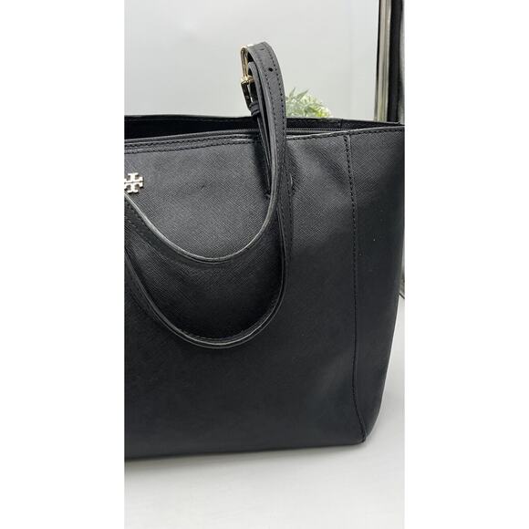 Tory Burch York Buckle Black Saffiano Leather Gold Tone Hardware Bucket Tote Bag - Picture 10 of 16